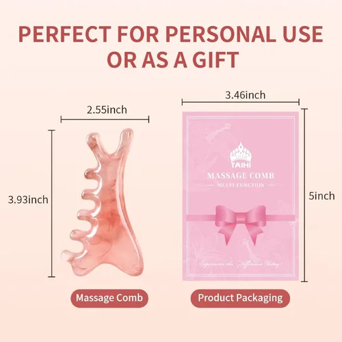 Miniatura 7 de TAIHI Gua Sha - Peine de masaje, masajeador de cuero cabelludo 4 en 1, herramienta facial para cuello, cuerpo, drenaje linfático, alivio de tensión