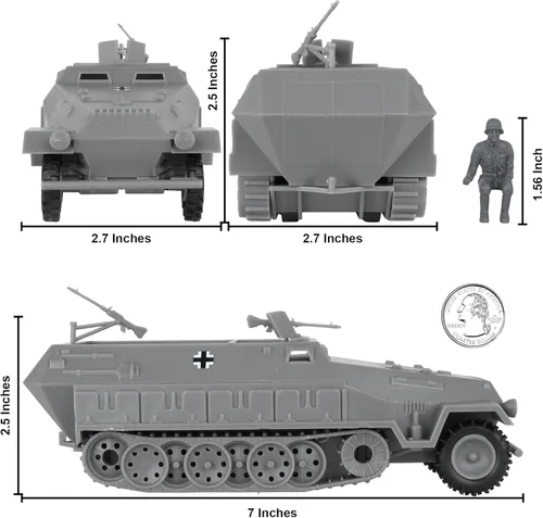 Miniatura 2 de BMC CTS WW2 German Hanomag Halftrack - 5 piezas de plástico gris ejército hombres vehículo blindado Gris carbón