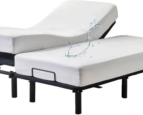 Miniatura 10 de Kingnex - Protector de colchón impermeable de doble parte para cama king ajustable con cabeza flexible de 32-34 pulgadas desde la cabecera, ultra