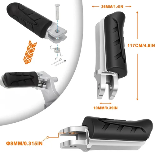 Miniatura 3 de Mokuo Estriberas delanteras de motocicleta aptas para CBR 1100, CB 1100 XL, VFR 800, CB 750, NT 650, CBR 600, VTR 250, XL 125 Pie delantero
