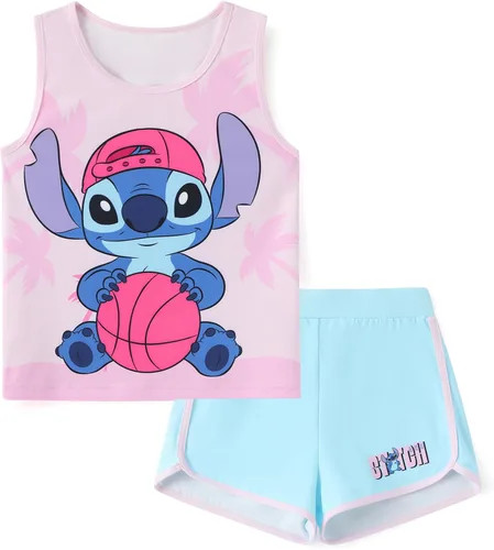 Miniatura 22 de Disney Stitch, Frozen, Minnie Mouse, Princesa, Winnie Tank Top+Shorts Dolphin para niñas, conjunto deportivo de entrenamiento de verano