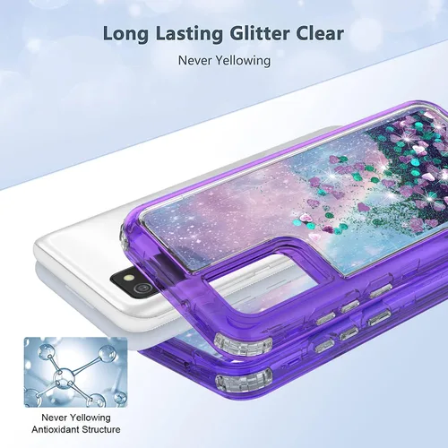 Miniatura 3 de Hybird 3 en 1 compatible con Samsung Galaxy A52, diseño gráfico degradado de arena movediza líquida flotante funda protectora para Samsung Galaxy