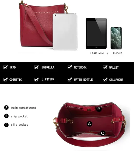Miniatura 4 de Bolso de mano de cuero para mujer, bolso de hombro y bolsos de mano