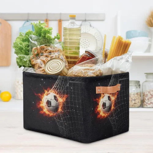 Miniatura 7 de AUUXVA Cesta de almacenamiento para fútbol, bola de fuego, caja de cubo de almacenamiento deportiva, de lona duradera, plegable, cesta organizadora