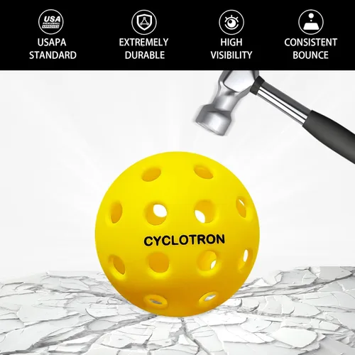 Miniatura 3 de cyclotron 6-Pack Premium Pickleball Balls - USAP Approved, 40 Holes Outdoor/Indoor Pickle Balls with Bag, Perfectly Balanced, High Bounce True