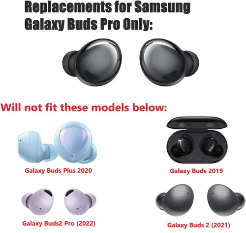 Miniatura 2 de Samsung Galaxy Buds Pro - Auriculares de goma de repuesto, 6 pares pequeños, medianos y grandes (negro)