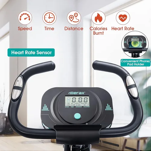 Miniatura 2 de Merax Bicicleta de entrenamiento para el hogar: bicicleta estática reclinada 2 en 1 y posiciones verticales de bicicleta de ciclismo para Verde azul