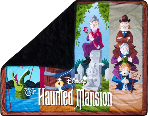 Miniatura 2 de Spirit Halloween Disney - Manta de forro polar con retrato de La Mansión Embrujada, con licencia oficial, decoración de Halloween para interiores