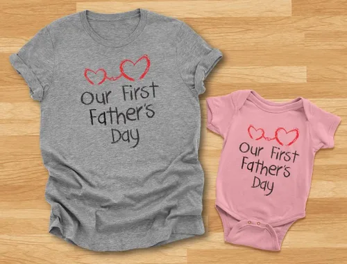 Miniatura 4 de Our First Father's Day - Conjunto de body para bebé y camiseta para hombre que hacen juego