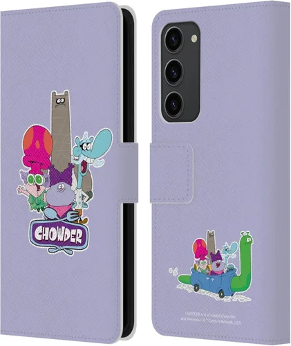 Head Case Designs Officially Licensed Chowder: Animated Series Character Art Graphics Leather Wallet Case Compatible with Samsung Galaxy S23+ 5G