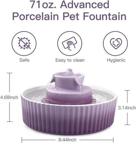 Miniatura 2 de Fuente de agua para gatos: Fuente de agua para mascotas Cepheus - Fuente de agua automática para gatos y perros con bomba ultra silenciosa (morado)