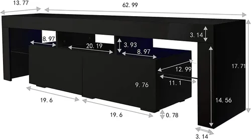 Miniatura 2 de Soporte de TV Centro de entretenimiento con 20 efectos de color LED, consola de sala de estar, gabinete de almacenamiento, soportes de televisión