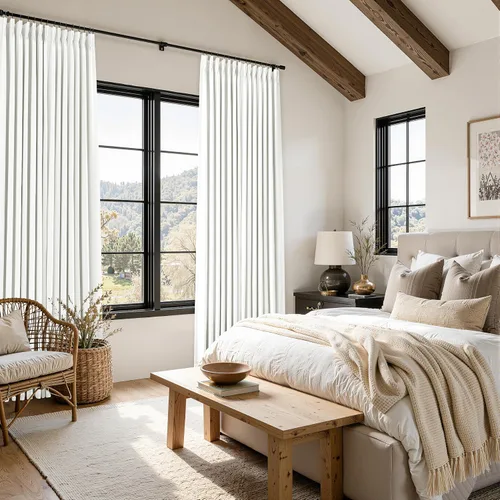 Miniatura 5 de Cortinas opacas plisadas de lino beige y blanco de 90 pulgadas de largo para dormitorio o sala de estar, juego de 2 paneles, oscurecimiento