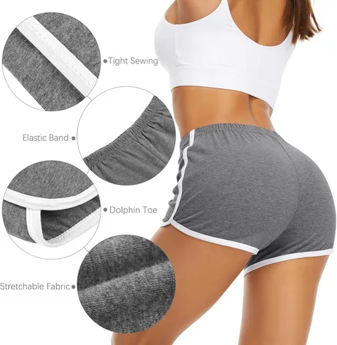 Miniatura 3 de URATOT Pantalones cortos deportivos de algodón para mujer, transpirables, pantalones cortos de entrenamiento de delfín para yoga, ciclismo