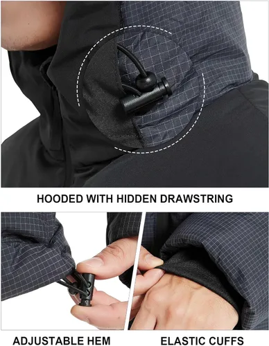 Miniatura 6 de HARD LAND Abrigo de invierno pesado para hombre, impermeable, con capucha y acolchado Sorona
