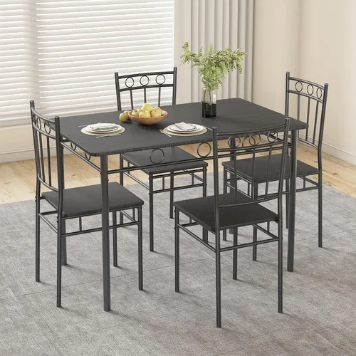 Miniatura 8 de Juego de mesa de comedor para 4, mesa de cocina y sillas de 5 piezas, juego de mesa de comedor rectangular con 4 sillas, juego de mesa de cocina que