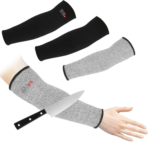 Miniatura 11 de Protectores de brazo para piel fina y moretones, mangas resistentes a cortes para hombres y mujeres, mangas de Kevlar, mangas de protección de nivel