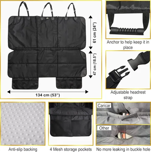 Miniatura 5 de Protector de Asiento para Auto, Funda para Asientos de Niños en Coches Impermeable, 3 Cinturones Traseros Funcionales, Cojín para Asiento de Bebé