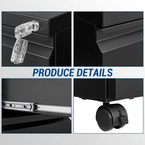 Miniatura 7 de Fesbos Archivador vertical de 2 cajones Armario de llenado móvil con cerradura para archivos legales o de letras Archivador de almacenamiento