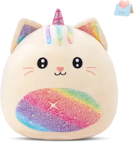Athionsu - Almohada de felpa de unicornio de 14 pulgadas, suave y tierno juguete de peluche para niñas y niños, bonito regalo de peluche de vientre