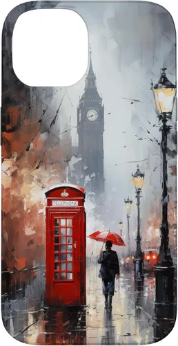 Miniatura 4 de Funda para iPhone 11 Pro Wet London Iconic Red Phone Booth Clocktower Art Cover