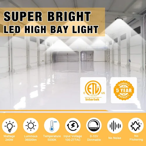 Miniatura 6 de Luz LED UFO High Bay 150W, 22,500LM 5000K luces LED, cable de 5 pies con enchufe de EE. UU., gancho para colgar, cuerda segura, certificación ETL