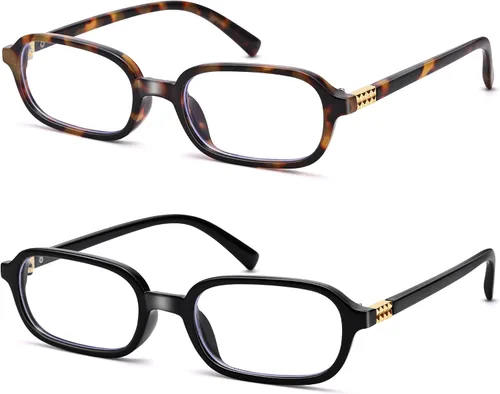 NULOOQ Lentes retro rectangulares con luz azul para mujeres y hombres, pequeños anteojos cuadrados con marco vintage