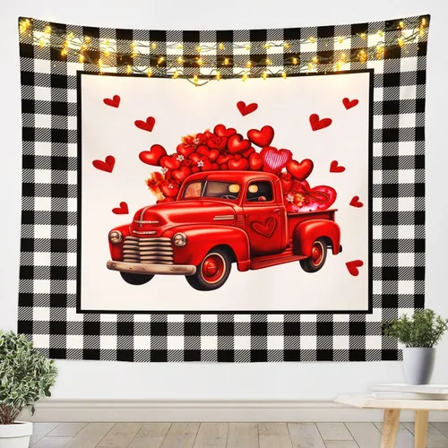 Miniatura 6 de Tapiz femenino de flores de rosas rojas, tapiz de pared para el día de San Valentín, decoración de habitación de niñas y mujeres, diseño de retazos