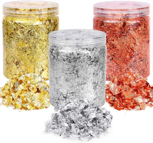 PAXCOO - Copos de lámina dorada de 1.59 oz para la fabricación de joyas de resina, hojuelas metálicas de lámina dorada para uñas, pintura,