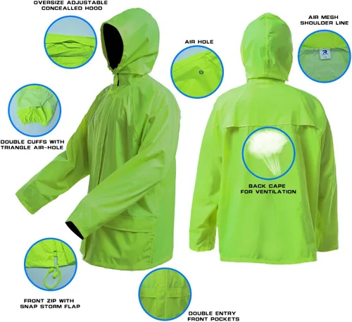 Miniatura 2 de Rizzon Chaqueta de traje de lluvia para hombres y mujeres, impermeable, ligero, equipo de lluvia para exteriores, granja, pesca, motocicleta