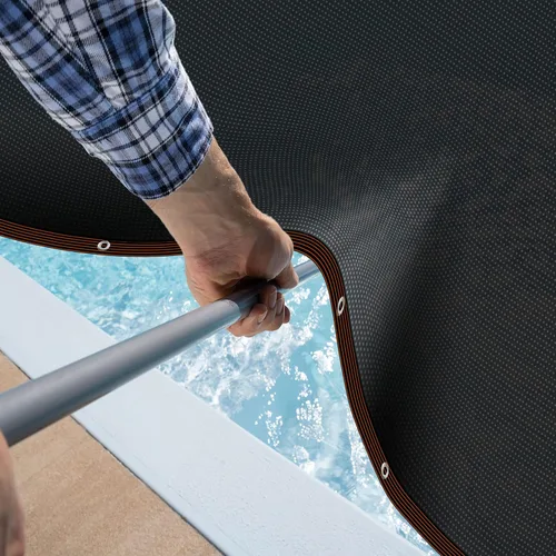 Miniatura 7 de Riakrum Cubierta de red de hojas de piscina de 20 x 40 pies, rectangular, color negro, cubierta de malla para estanque para piscinas enterradas que