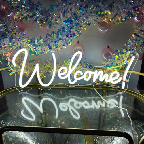 Miniatura 3 de Letrero de neón de bienvenida para decoración de pared, letreros LED, decoración de fiesta de Navidad, luces de neón para despedida de soltera