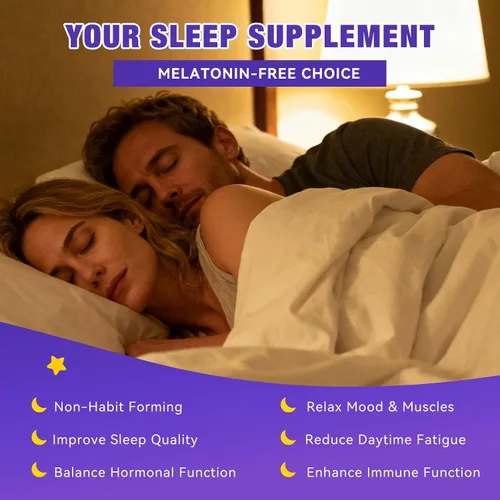 Miniatura 5 de Gomitas para dormir sin melatonina para adultos con magnesio, raíz de valeriana, 5-HTP y mezcla de hierbas, suplementos naturales para ayudar al