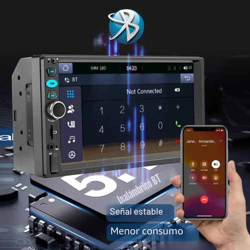 Miniatura 2 de Estéreo de coche de 7" con pantalla táctil de doble DIN con Apple CarPlay, estéreo de coche Bluetooth de 7" con cámara de respaldo, controles