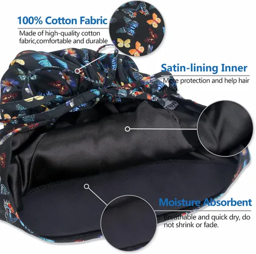 Miniatura 2 de IRIS CRAFT - Gorra de trabajo ajustable con botón, gorro de trabajo de algodón con banda absorbente de sudor con bolsillo para cola de caballo