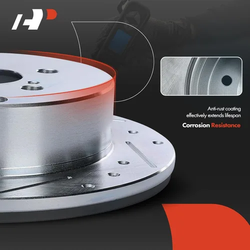 Miniatura 6 de A-Premium Rotores de freno de disco perforados y ranurados traseros de 12.44 pulgadas (12.441 in) compatibles con modelos Ford y Lincoln