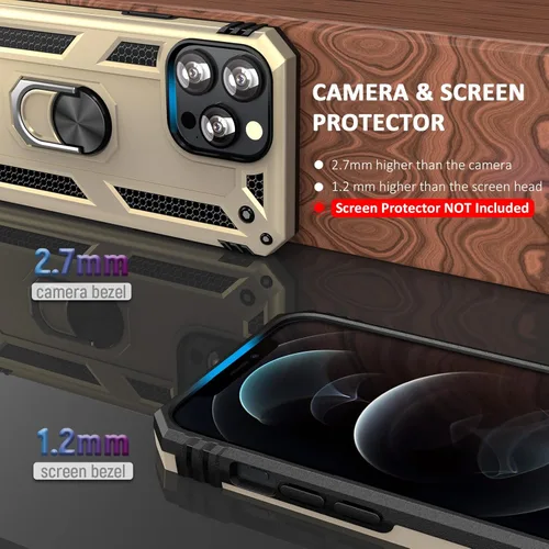 Miniatura 2 de ADDIT Funda para iPhone 12 Pro Phone Case iPhone 12, con soporte de anillo, soporte magnético para automóvil, grado militar, resistente, para iPhone