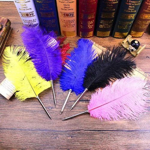 Miniatura 3 de Bolígrafo de pluma de avestruz grande, bolígrafo de escritura para recepción de boda, bolígrafo de regalo para niños