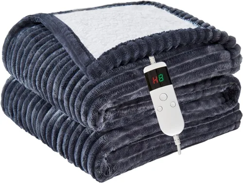 Miniatura 9 de Manta térmica portátil con mangas y bolsillo para el pie, manta térmica de calentamiento rápido con 10 ajustes de calor apagado automático