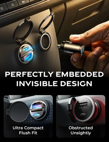 Miniatura 8 de AINOPE 90W para iPhone 17/16/15 Pro Max Cargador de coche USB C Fast Chage, [Mini y Metal] Adaptador de encendedor de cigarrillos invisible
