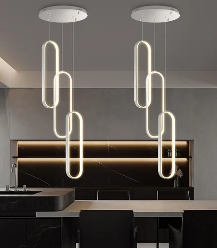 Miniatura 25 de Candelabros LED modernos para entrada de vestíbulo, techo alto, lámparas de escalera largas, regulables, montaje empotrado, alto recibidor, Negro