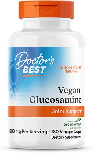 Doctor's Best Suplemento vegano de glucosamina para hombres y mujeres – Glucosamina 1500 mg por 2 cápsulas, apoyo para la salud de las