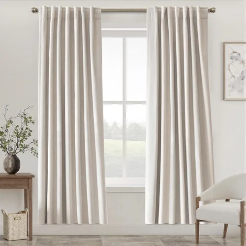 Miniatura 79 de UHITECH - Cortinas opacas beige para sala de estar, cortinas cortas de 35 pulgadas para habitación, cortinas negras para ventanas pequeñas, paneles