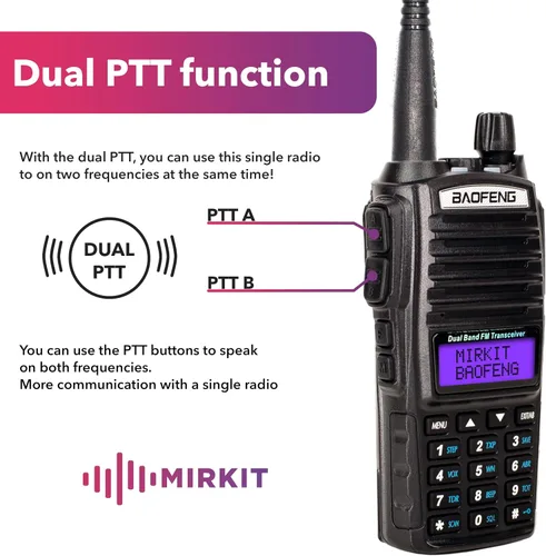 Miniatura 2 de Mirkit Baofeng - Radio de jamón UV-82 MK3 - Walkie Talkies de largo alcance 5 W de potencia máxima Radio bidireccional VHF/UHF 144-148/420-450 MHz