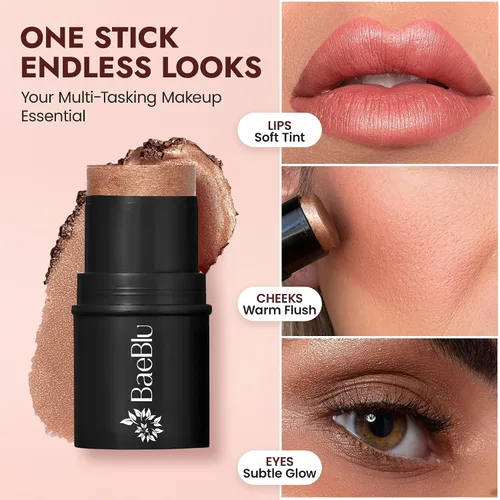 Miniatura 5 de BaeBlu Tinte orgánico para mejillas, 100% natural, vegano, sin gluten, crema bronceadora en barra, fabricado en Estados Unidos, puesta de sol