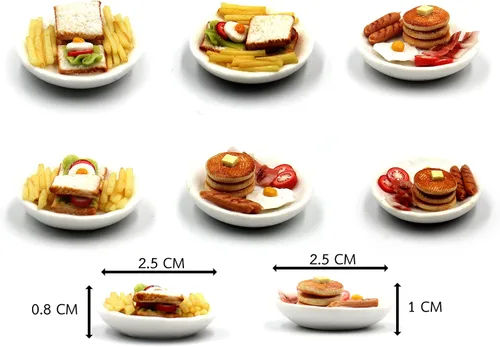 Miniatura 2 de Set de desayuno surtido de 10 variados – Alimentos en miniatura, comida pequeña para decoración de casa de muñecas, casa de muñecas, diorama