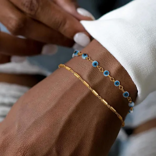 Miniatura 2 de Dremmy Studios Pulsera de oro para mujer, chapada en oro de 18 quilates, delicado clip de circonita cúbica, disco de moneda, estrella, cable