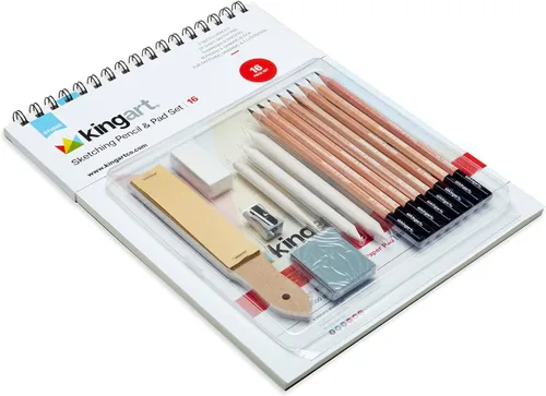 Miniatura 2 de KINGART Juego de bocetos de 16 piezas, lápices de dibujo profesional con lápices de grafito y carbón para principiantes, estudiantes, adultos