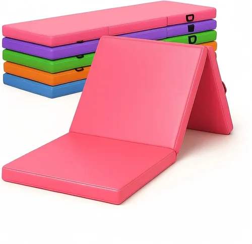 Tapete de gimnasia plegable de 6 x 2 pies, tapete de yoga de espuma de alta densidad de 2 pulgadas de grosor, antideslizante, para entrenamientos en
