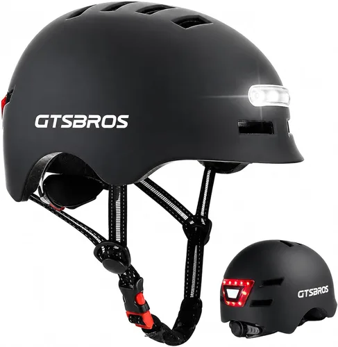 Cascos de bicicleta para adultos - Luces LED delanteras y traseras Casco de bicicleta ajustable para adultos hombres mujeres Casco de scooter para